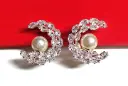 Chic Crystal & Pearl C-Hoop Earrings ✨