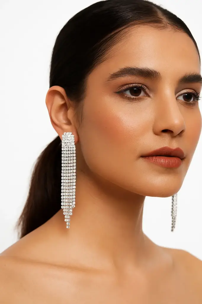 Statement Rhinestone Fringe Dangler Earrings 💖