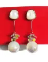Elegant Iridescent Drop Earrings with Pearl & Crystal Accents 🌸