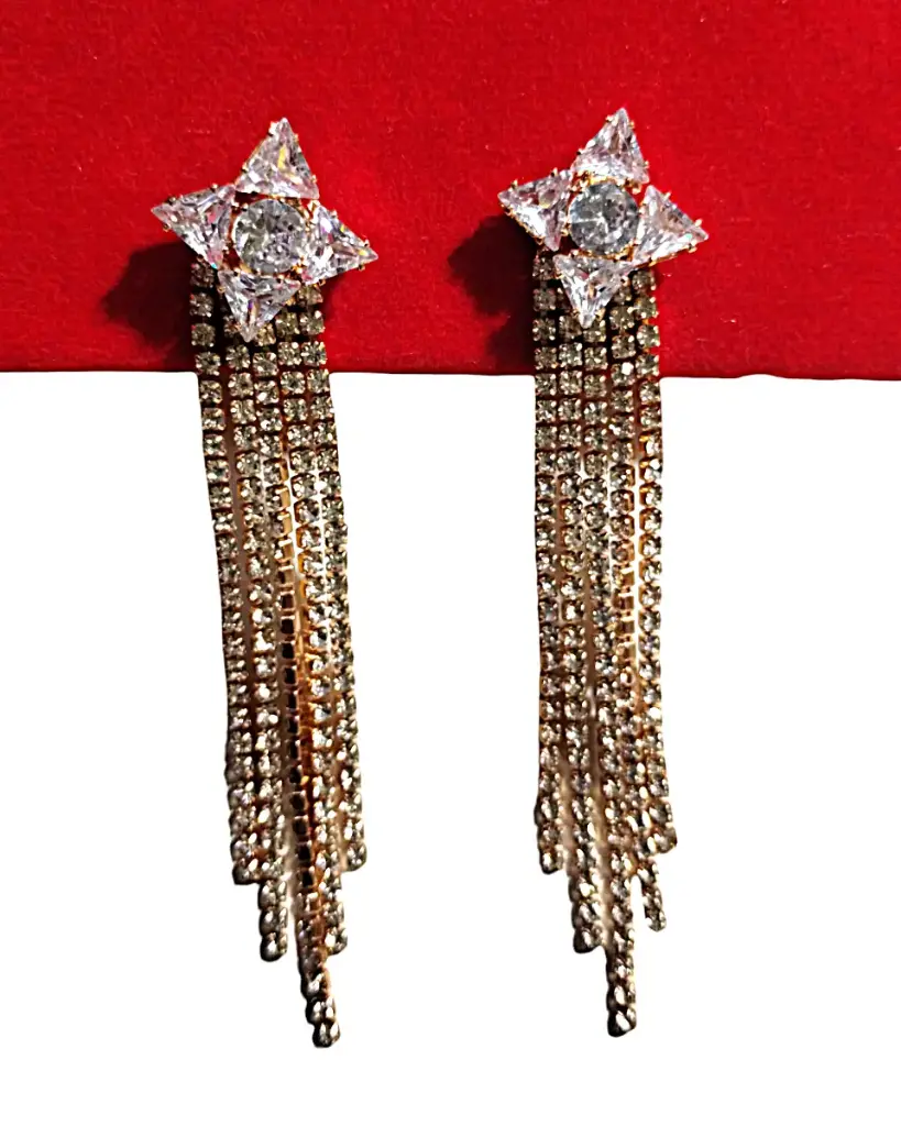 Starry Night Crystal Tassel Drop Earrings ✨
