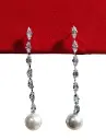 Elegant Crystal Chain & Pearl Drop Earrings ✨