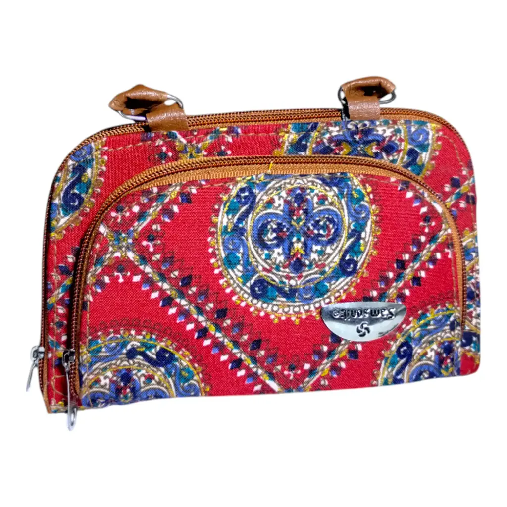  Artisan Print Multi-Compartment Top-Handle Bag 🌸👝