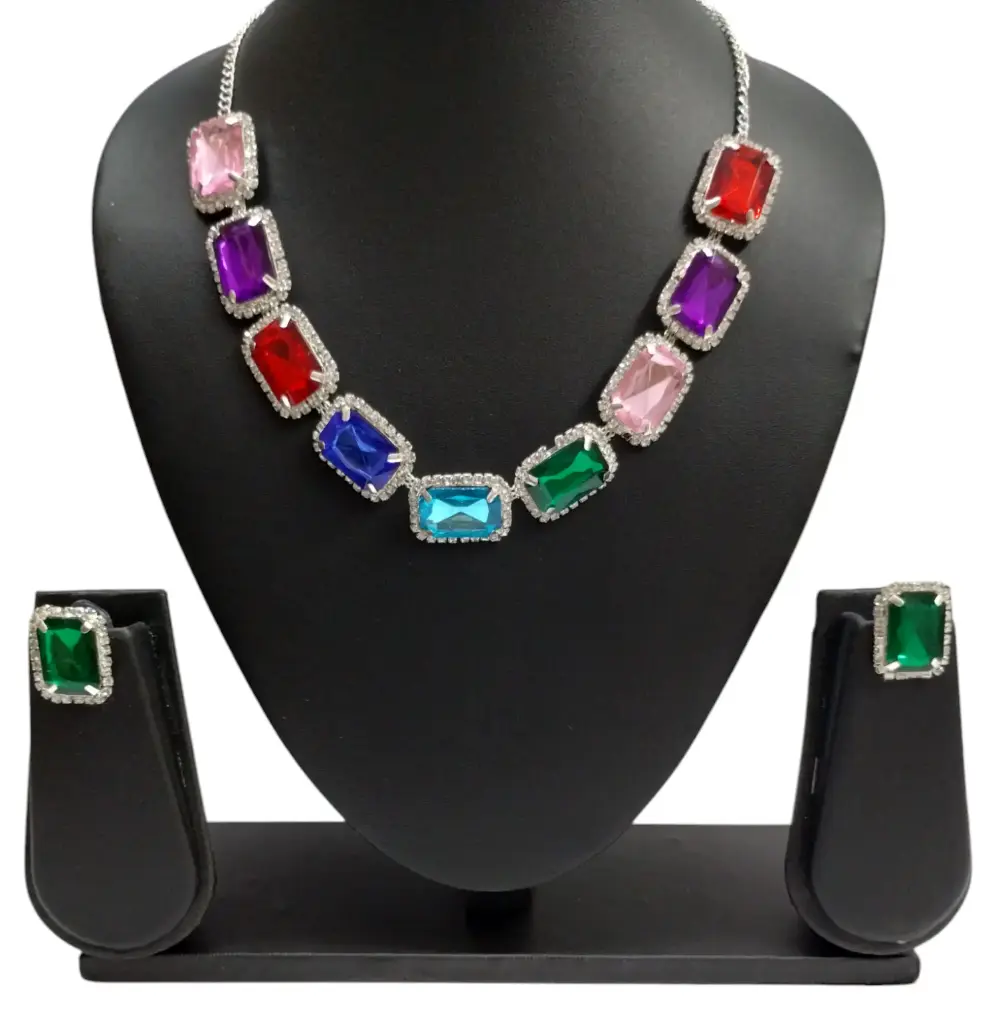 Rainbow Gemstone Necklace Set 🌈