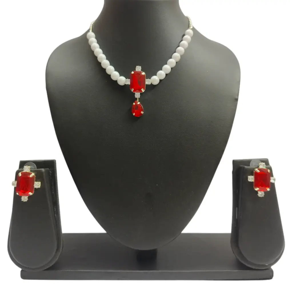 Elegant Pearl & Stone Necklace Set ✨