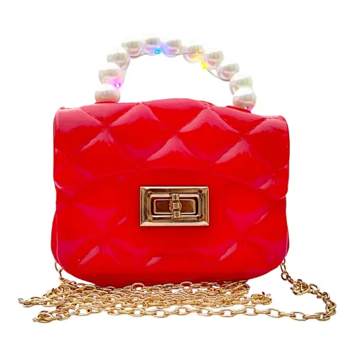 Quilted Mini Bag with Luminous Pearl Handle 💡