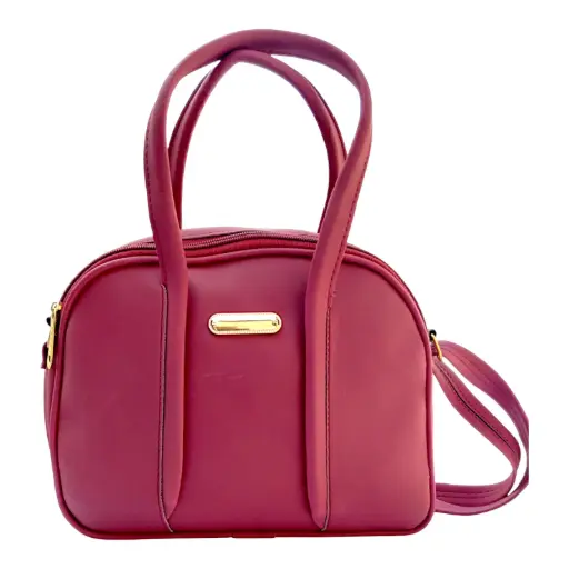 Curved Top-Handle Satchel with Metallic Bar 👜