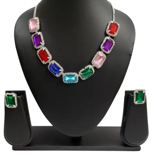 [KLMR015] Rainbow Gemstone Necklace Set 🌈
