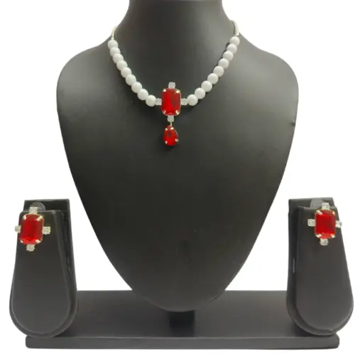 Elegant Pearl & Stone Necklace Set ✨