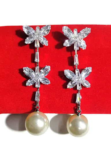 [KLE021] Enchanting Butterfly & Pearl Dangler Earrings 💖
