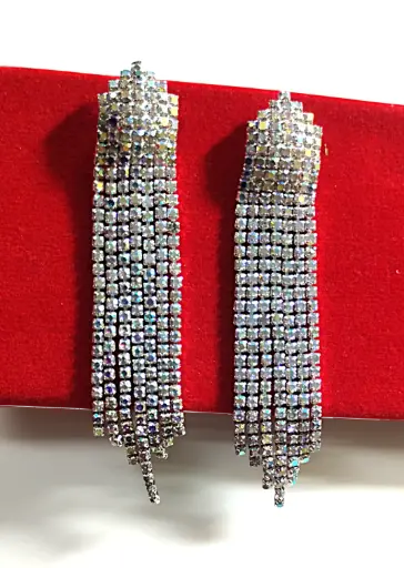 [KLE024] Statement Rhinestone Fringe Dangler Earrings 💖