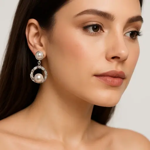 Classic Harmony Pearl & Crystal Hoop Earrings 💖