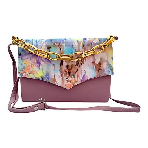 Artistic Floral Flap with Chunky Chain Crossbody Bag 🎨🔗